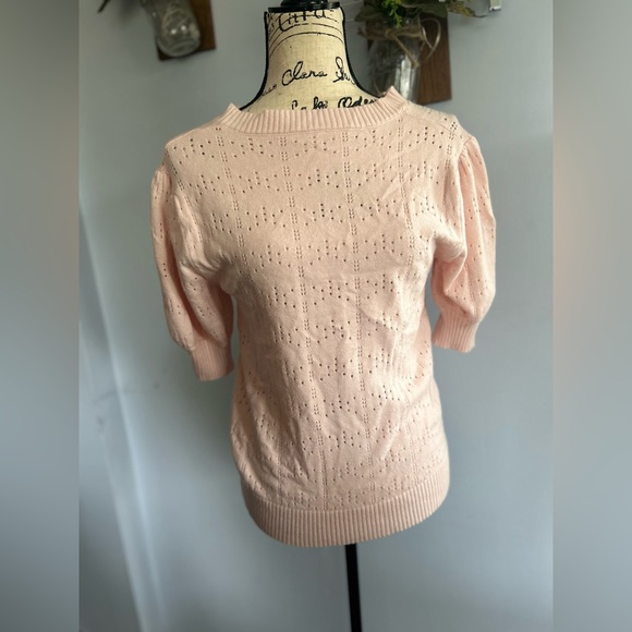 Vintage blouse viscose crotchet knitted soft stretchy cottagecore grandma core - Picture 2 of 10